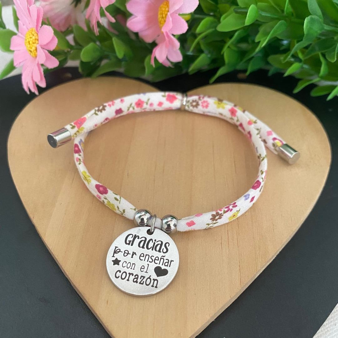 PULSERA TELA LIBERTY ACERO