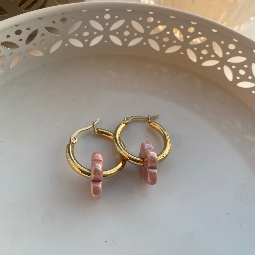 PENDIENTES ARO FLOR ACERO