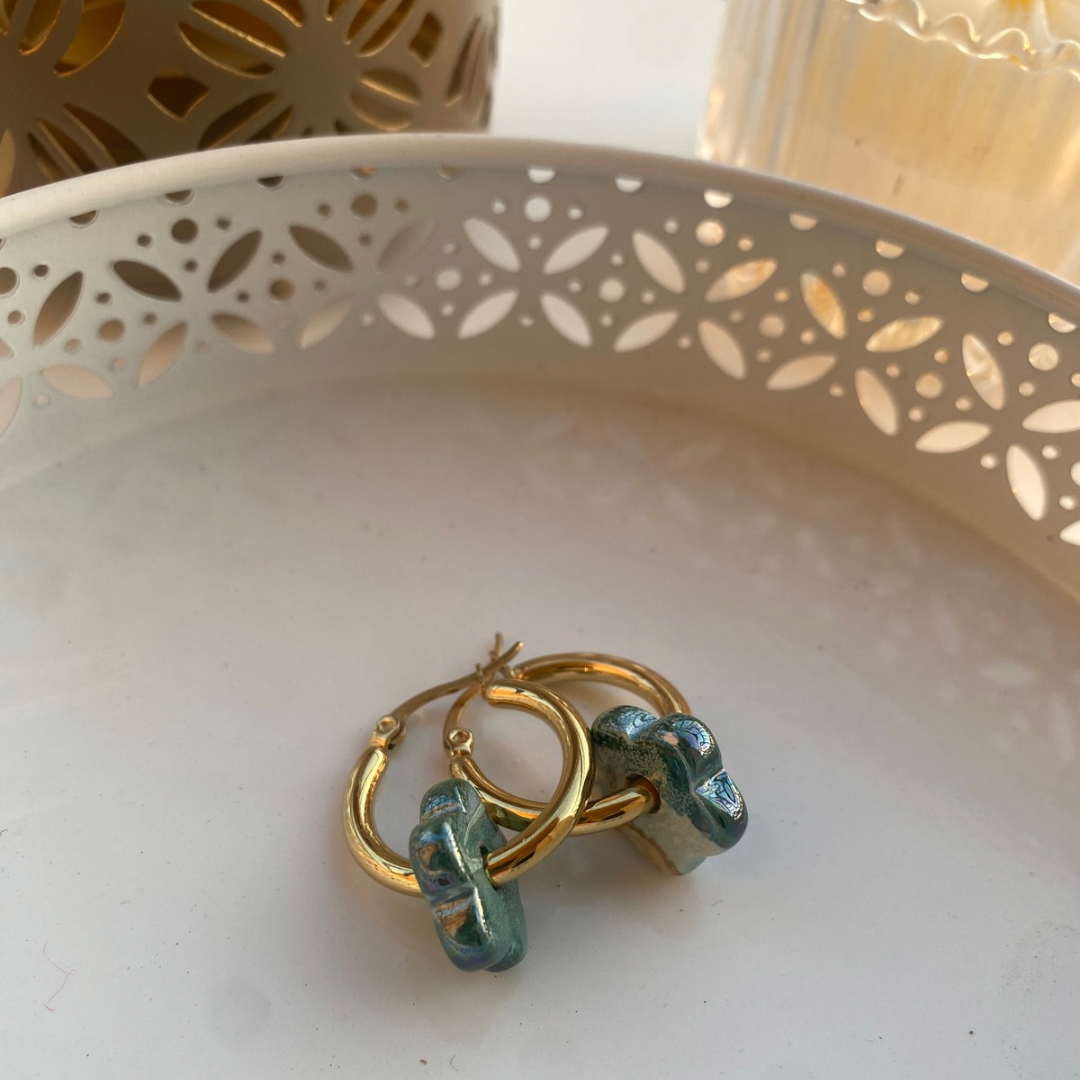 PENDIENTES ARO FLOR ACERO