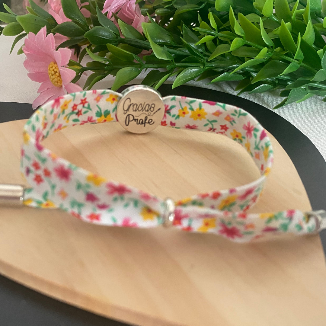 PULSERA TELA BAÑO PLATA