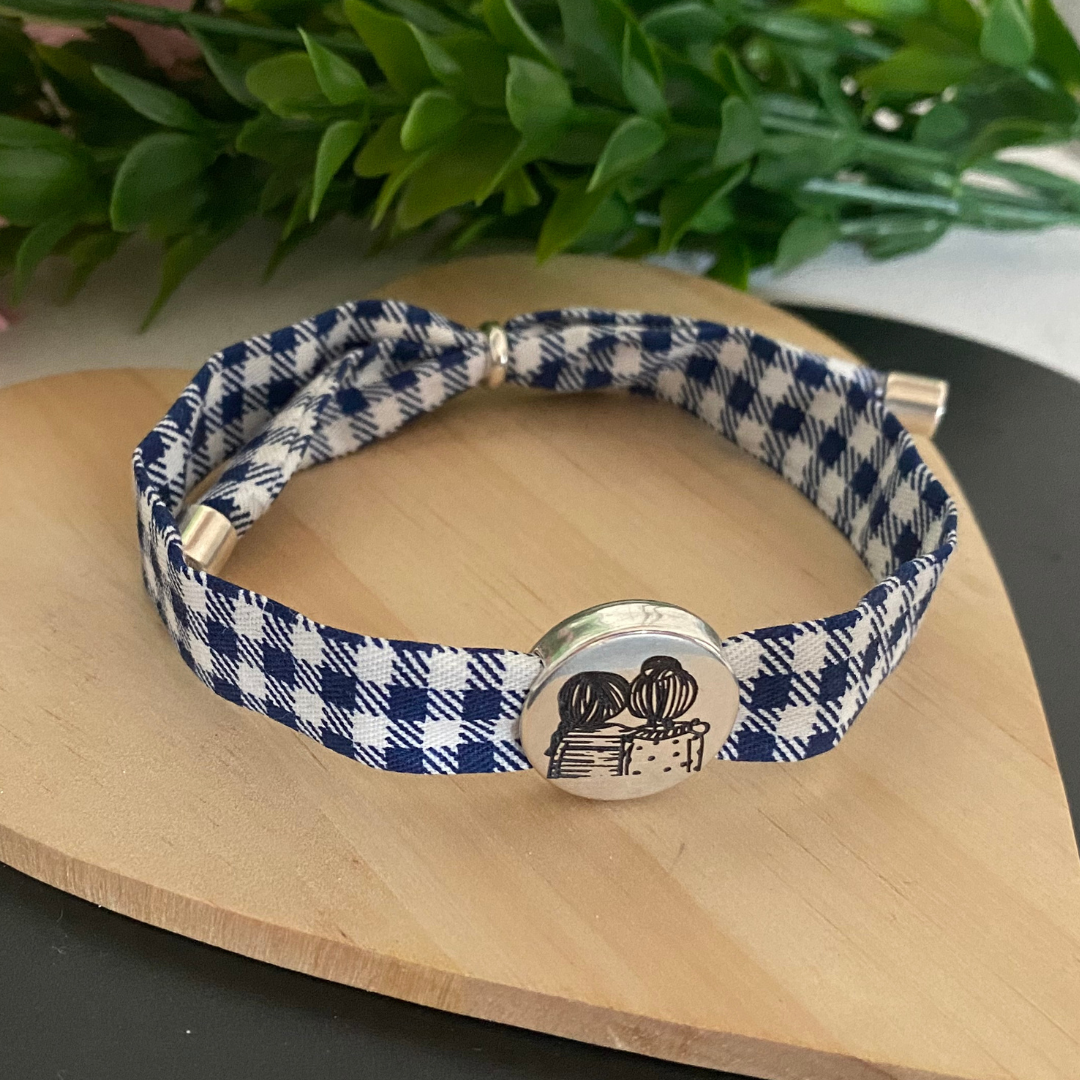 PULSERA TELA BAÑO PLATA