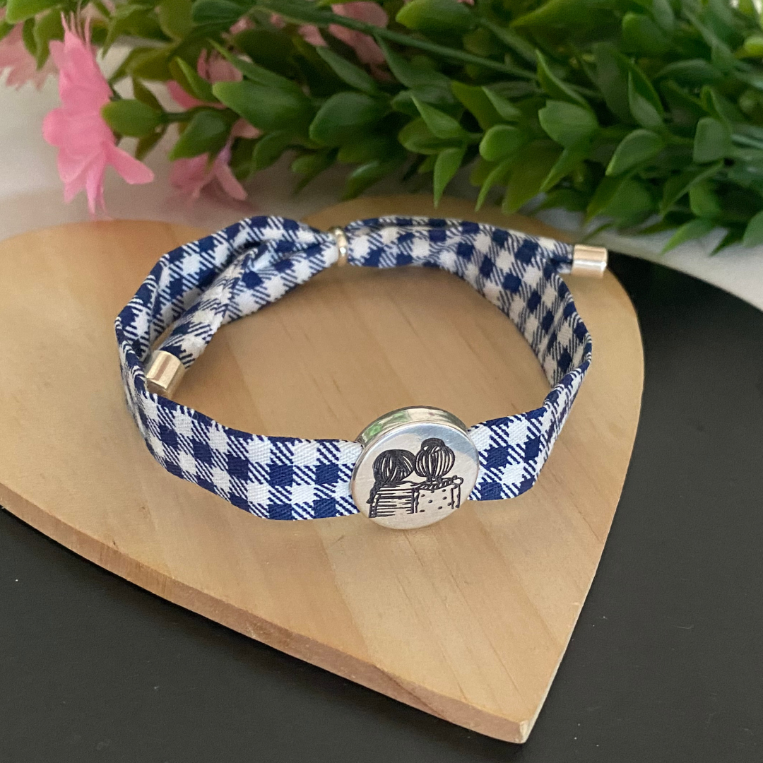 PULSERA TELA BAÑO PLATA