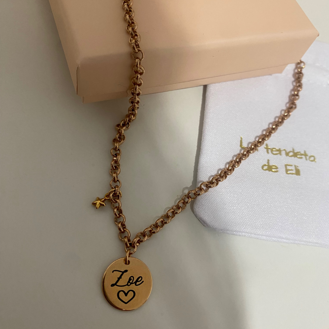 COLLAR BALI ACERO ORO ROSA