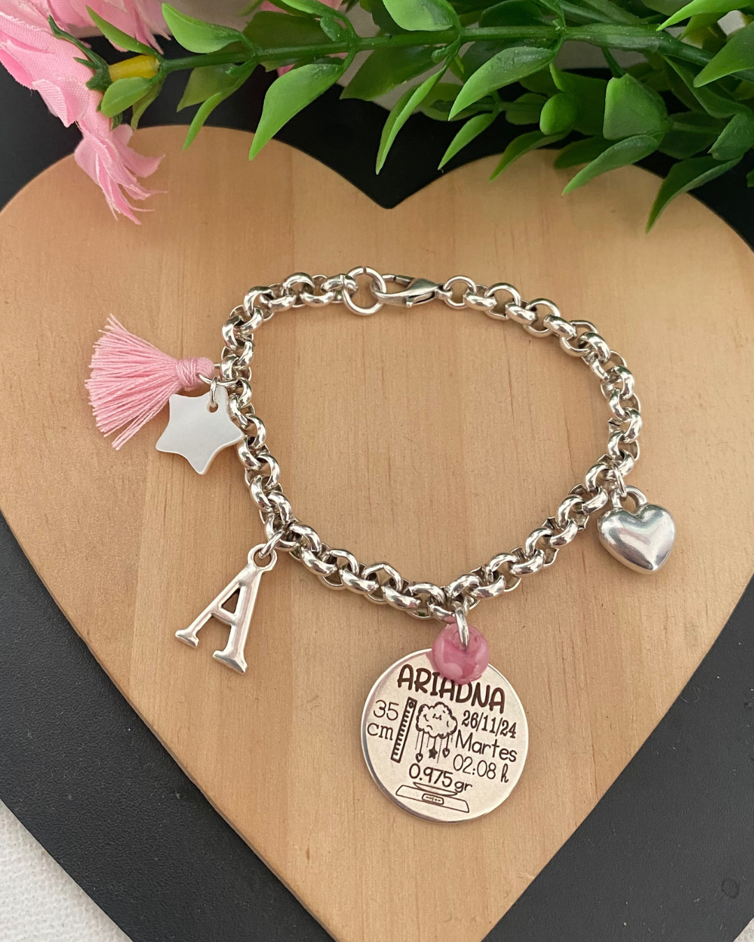 PULSERA NATALICIO BAÑO PLATA