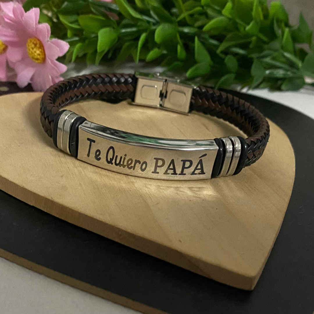 PULSERA CUERO TRENZADO ACERO