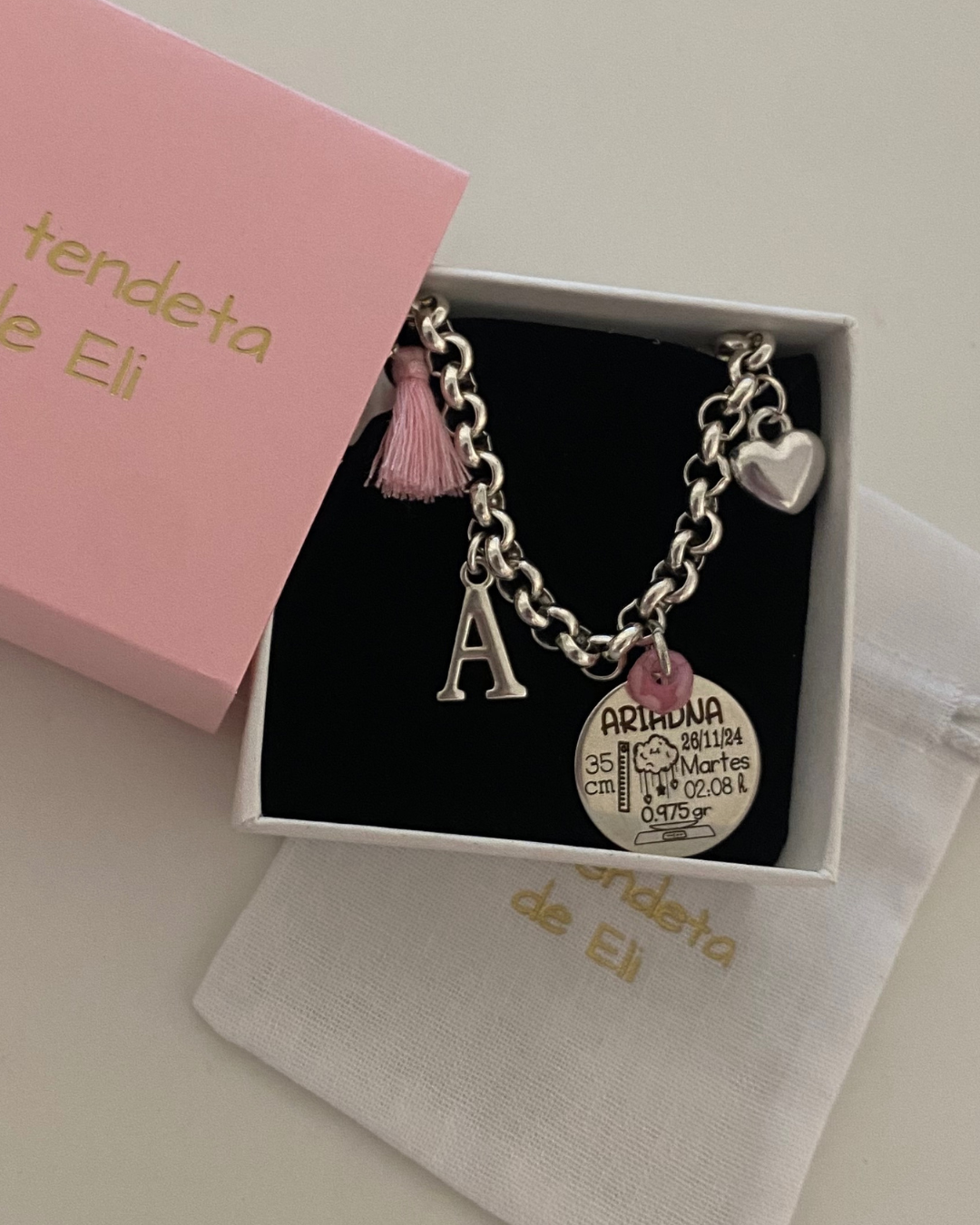 PULSERA NATALICIO BAÑO PLATA