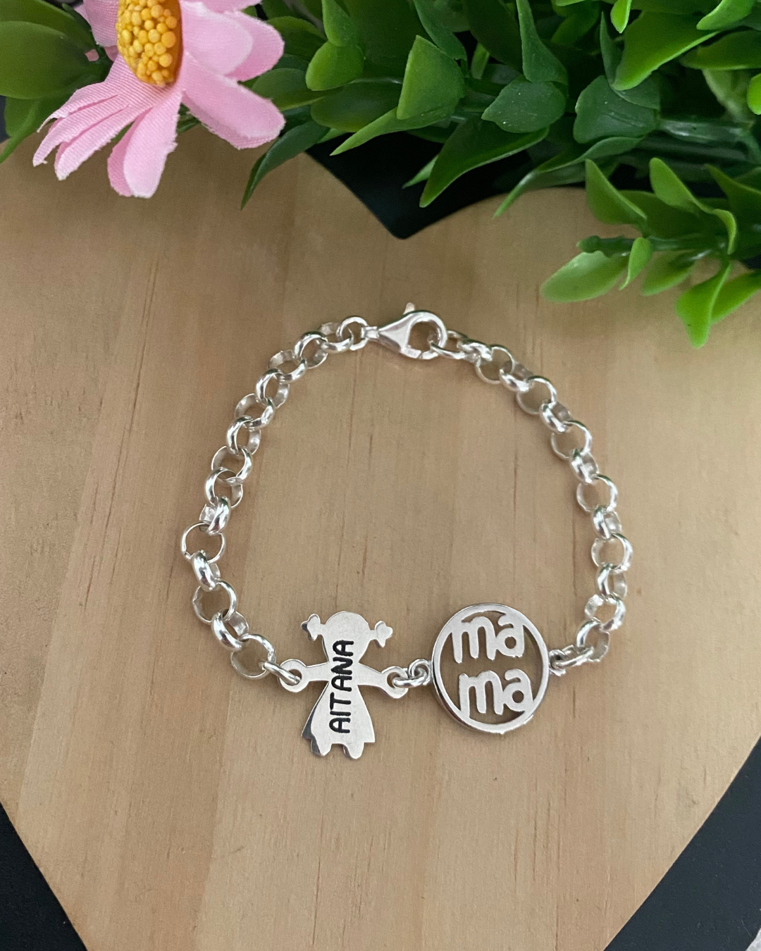 PULSERA CON MAMA NIÑOS PLATA LEY