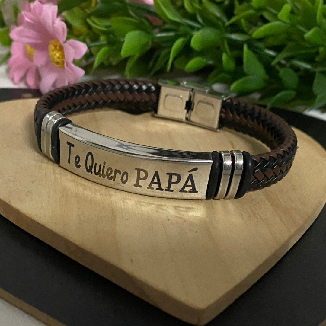 PULSERA CUERO TRENZADO ACERO