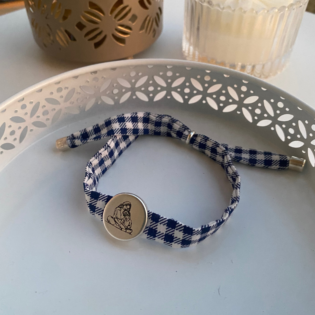 PULSERA TELA BAÑO PLATA