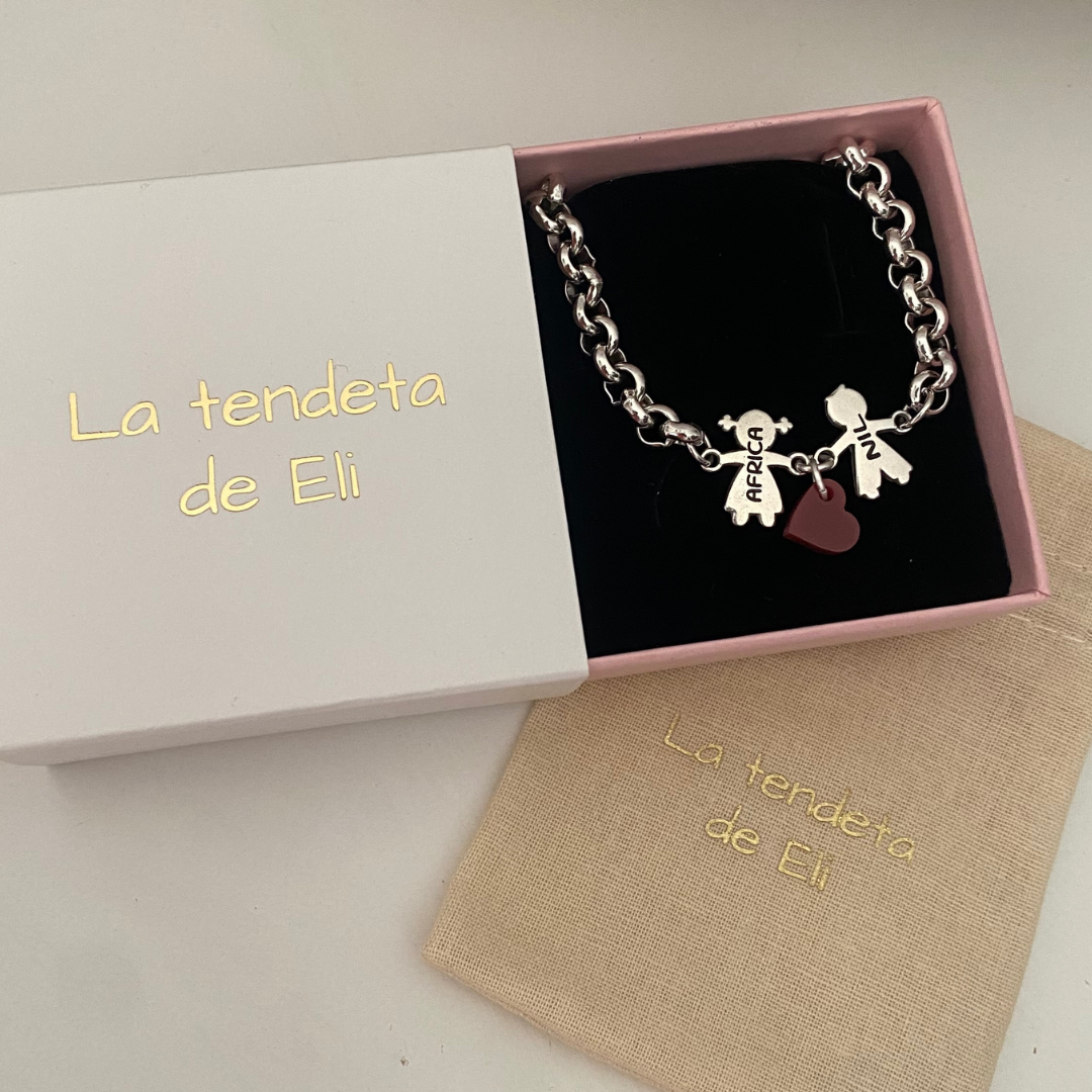 PULSERA NINA CORAZÓN BAÑO PLATA