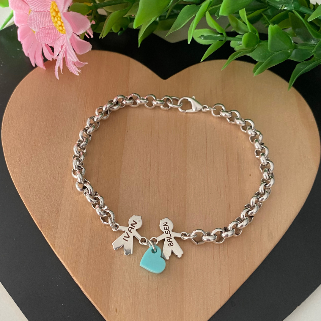 PULSERA NINA CORAZÓN BAÑO PLATA