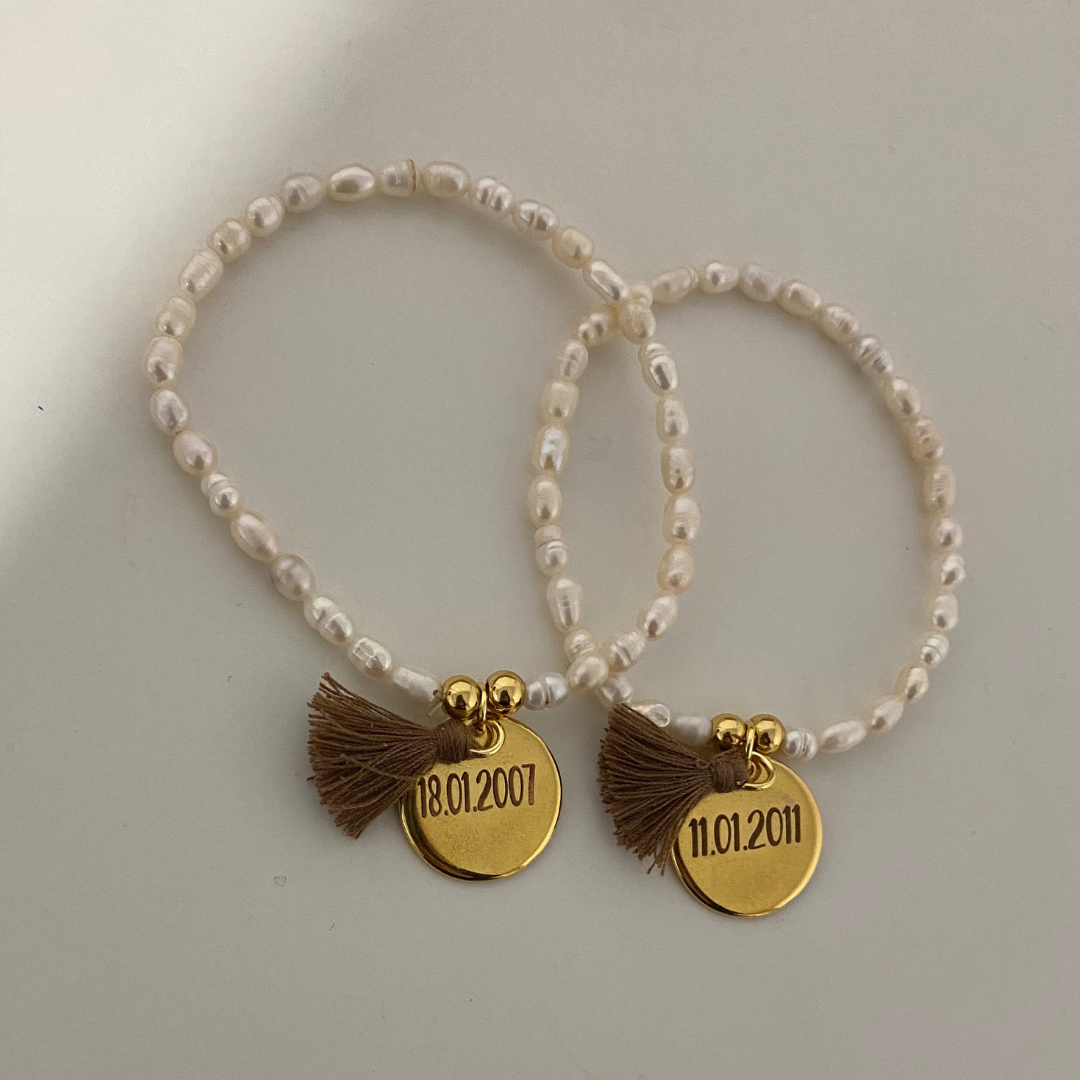 PULSERA PERLAS ACERO BAÑO ORO