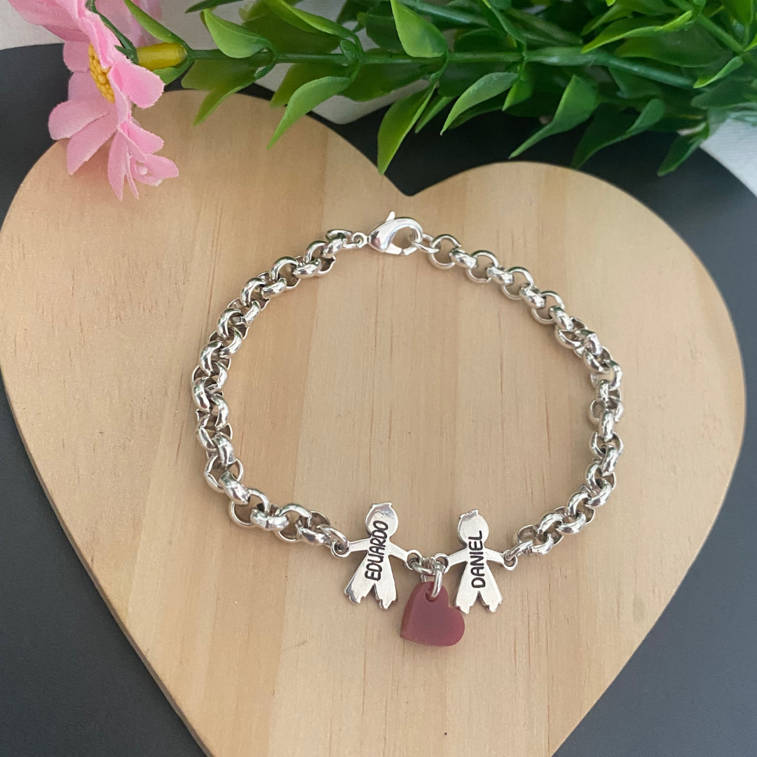 PULSERA NINA CORAZÓN BAÑO PLATA