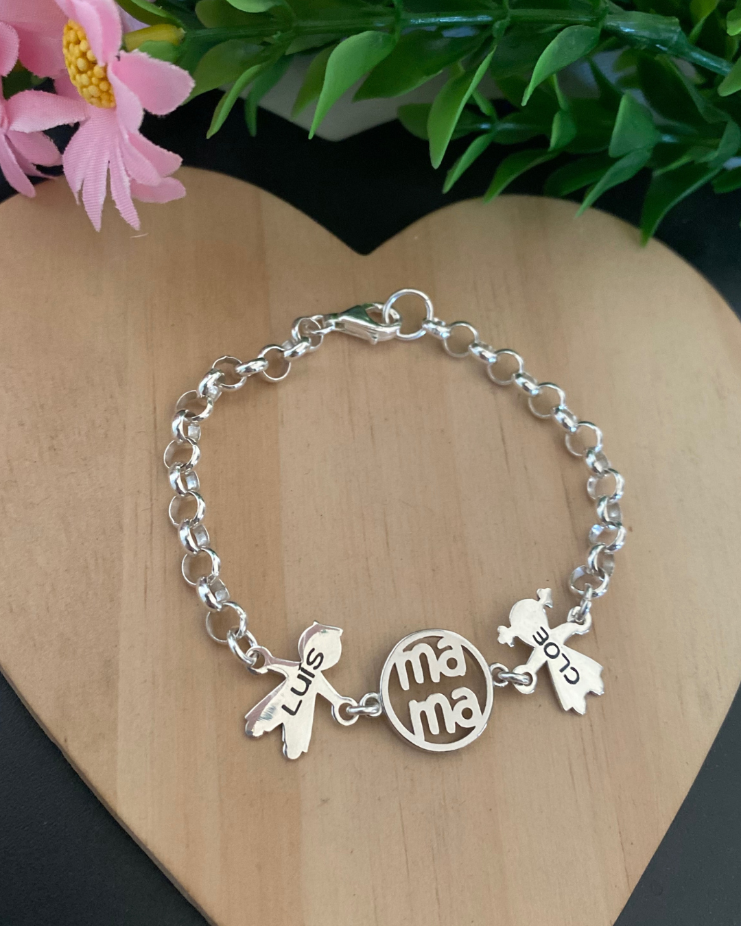 PULSERA CON MAMA NIÑOS PLATA LEY