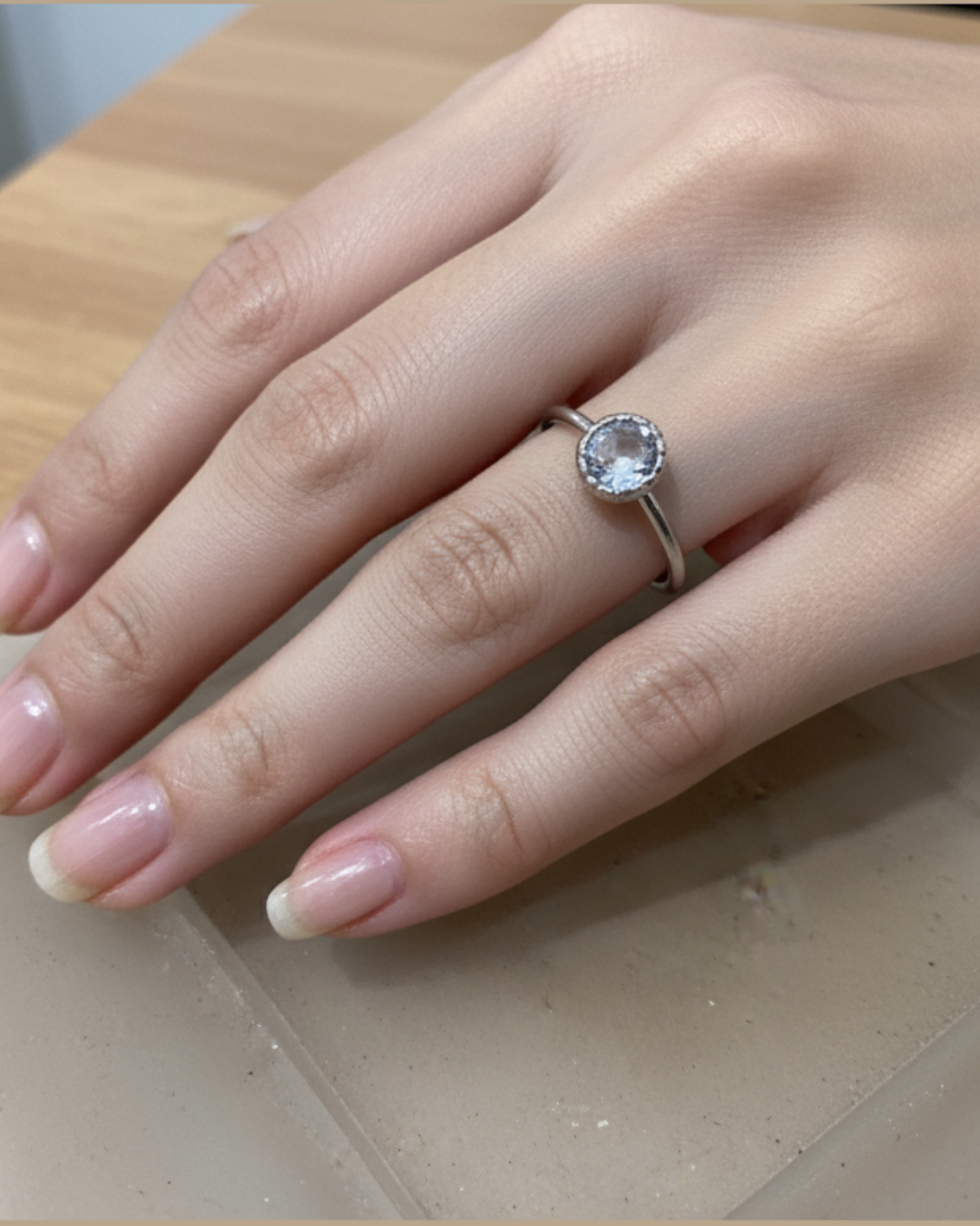 ANILLO CHATON CRISTAL PLATA 1º LEY