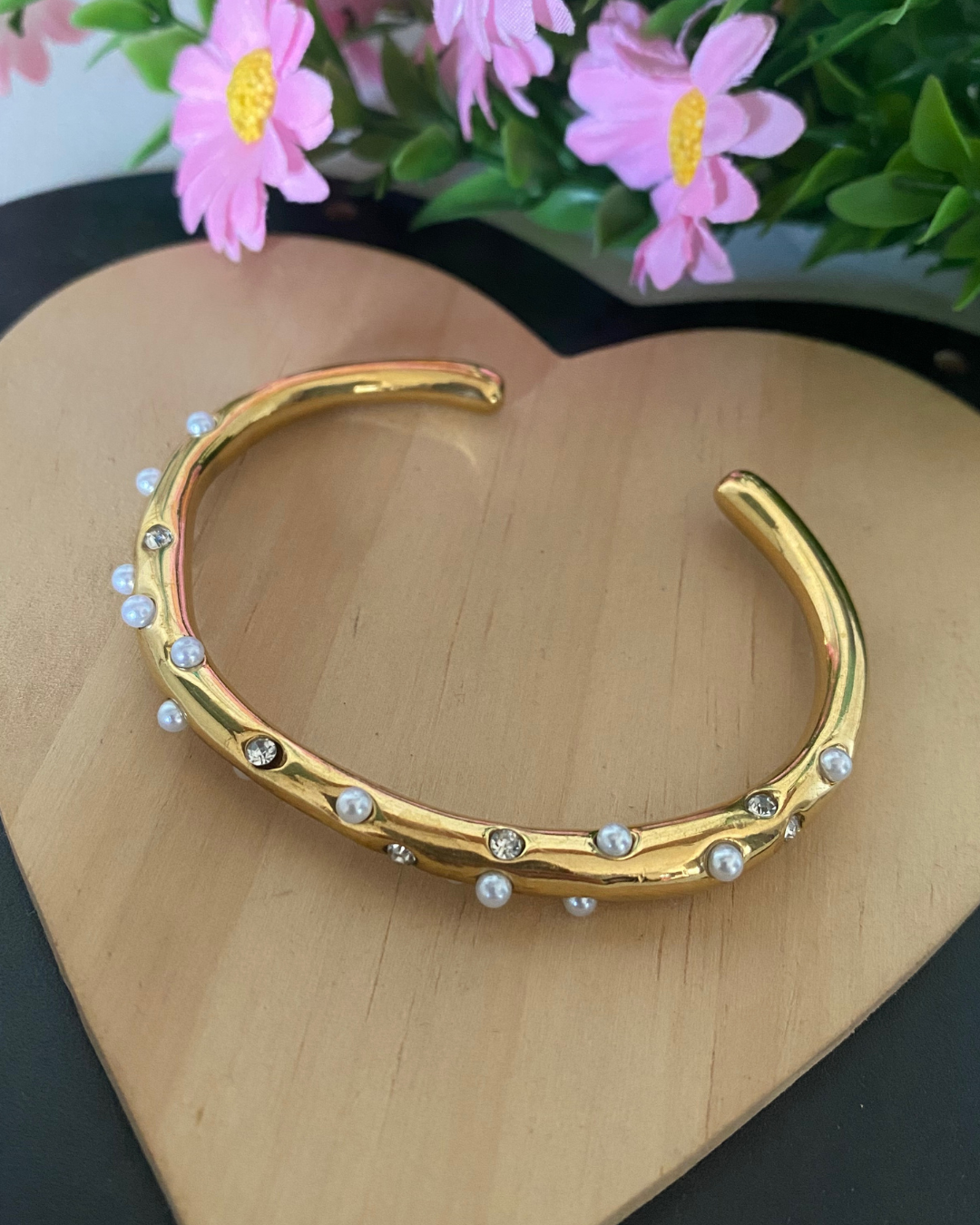 BRAZALETE ACERO INOXIDABLE CON PERLAS