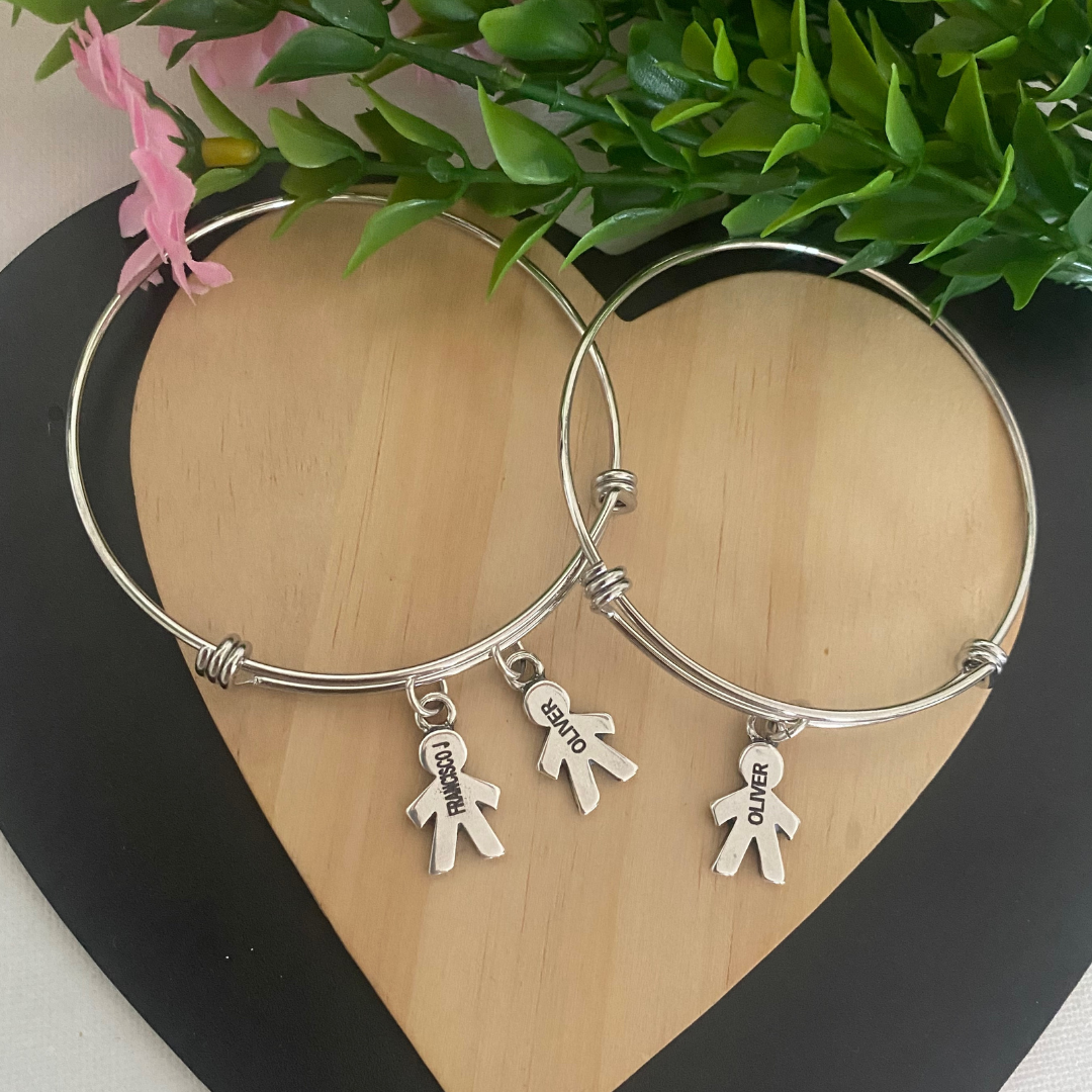 PULSERA RÍGIDA NIÑOS BAÑO PLATA