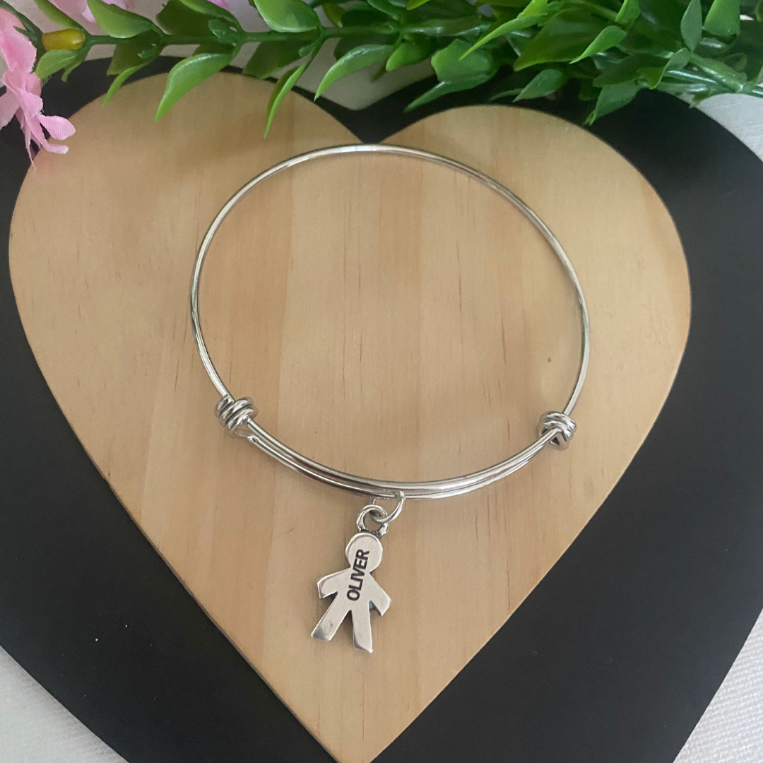 PULSERA RÍGIDA NIÑOS BAÑO PLATA