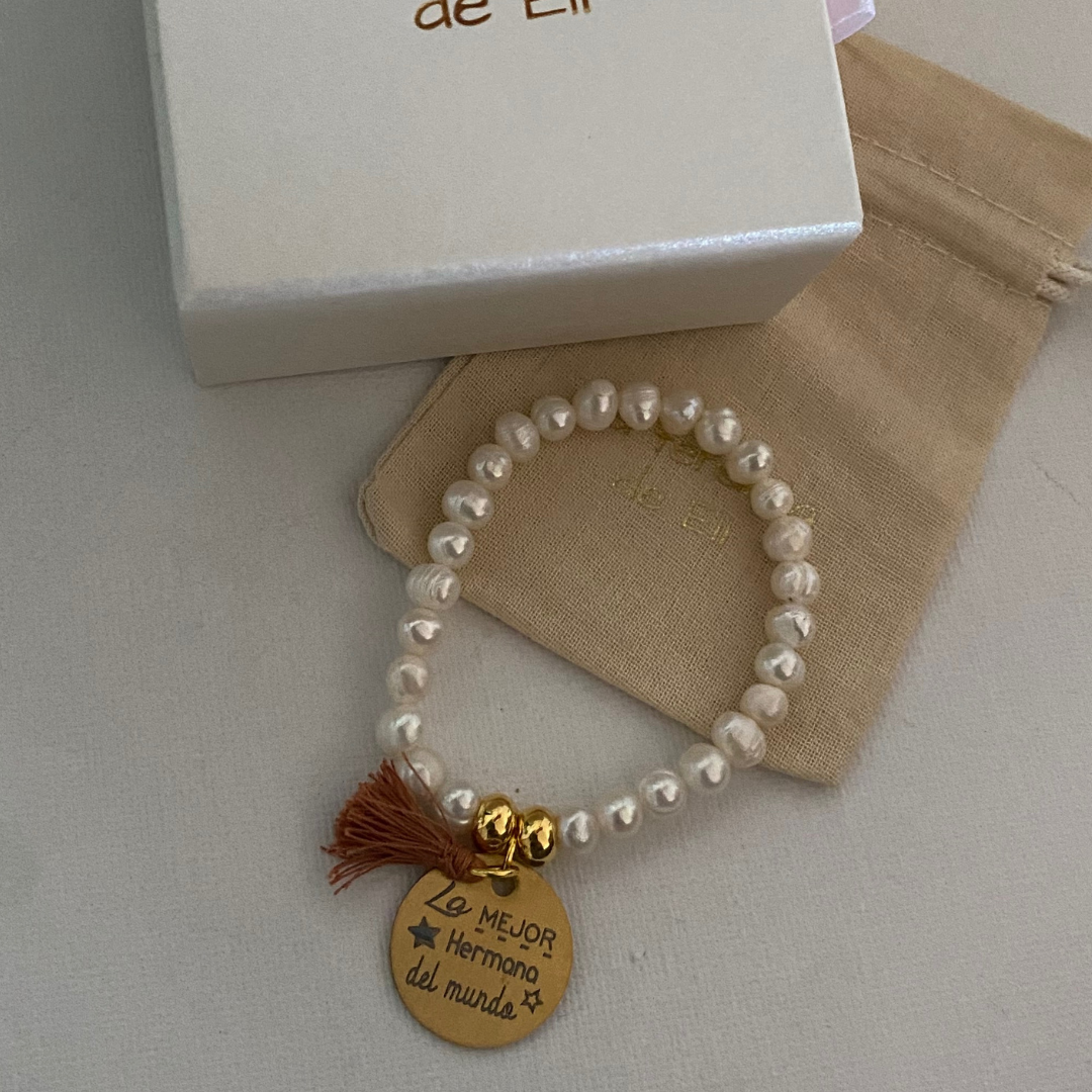 PULSERA PERLAS ACERO BAÑO ORO