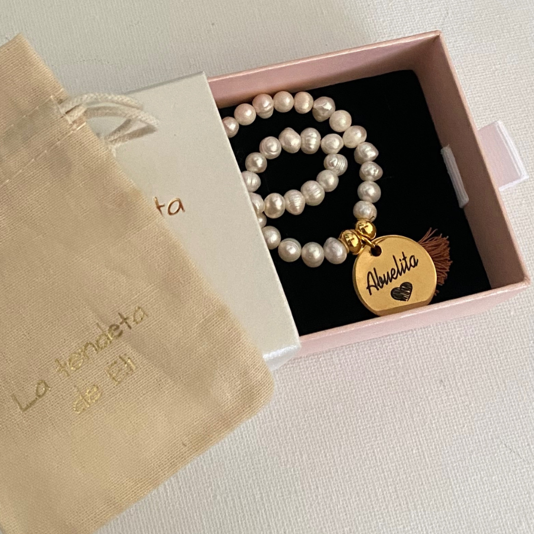 PULSERA PERLAS ACERO BAÑO ORO