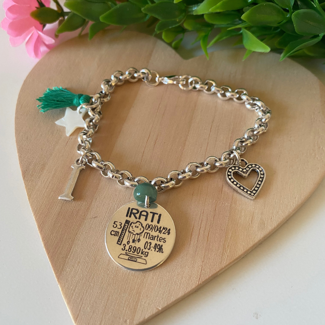 PULSERA NATALICIO BAÑO PLATA