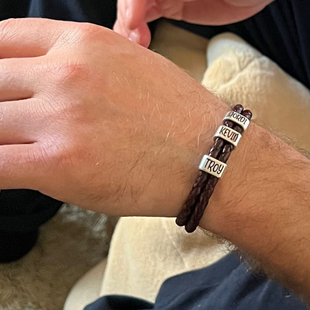 PULSERA CUERO REDONDO BAÑO PLATA