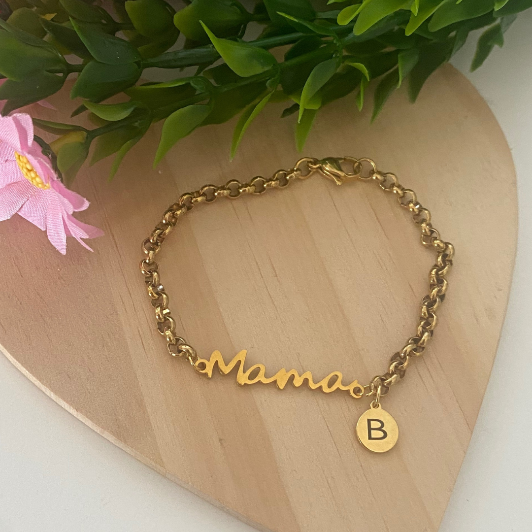 PULSERA MAMÁ INICIAL ACERO