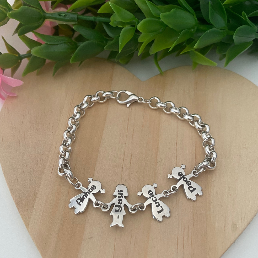 PULSERA NIÑOS Y MAMÁ BAÑO PLATA