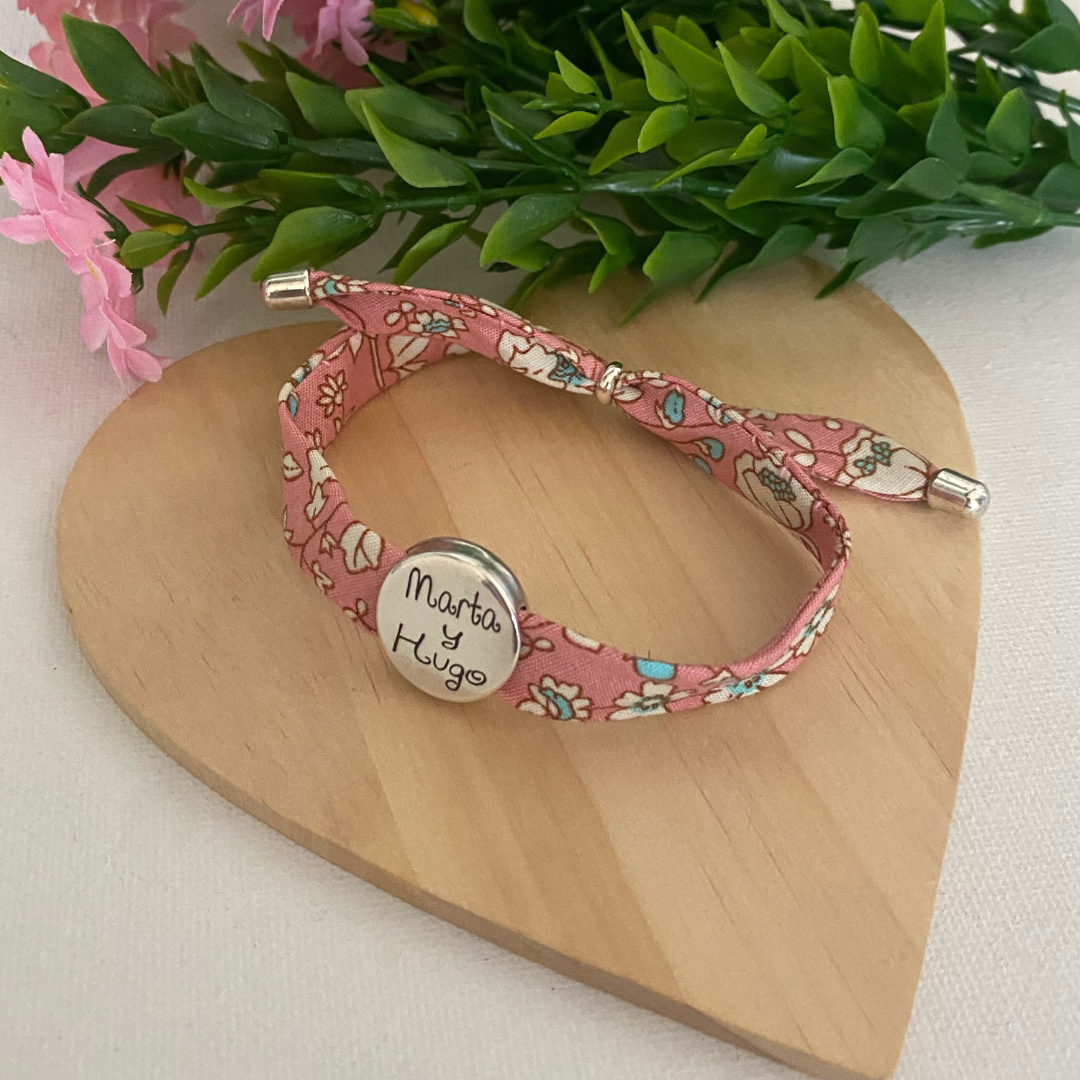 PULSERA TELA BAÑO PLATA