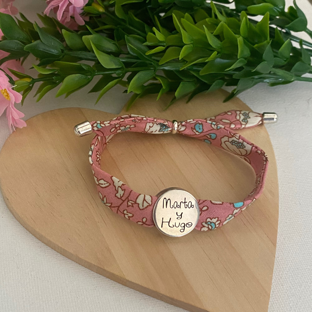 PULSERA TELA BAÑO PLATA