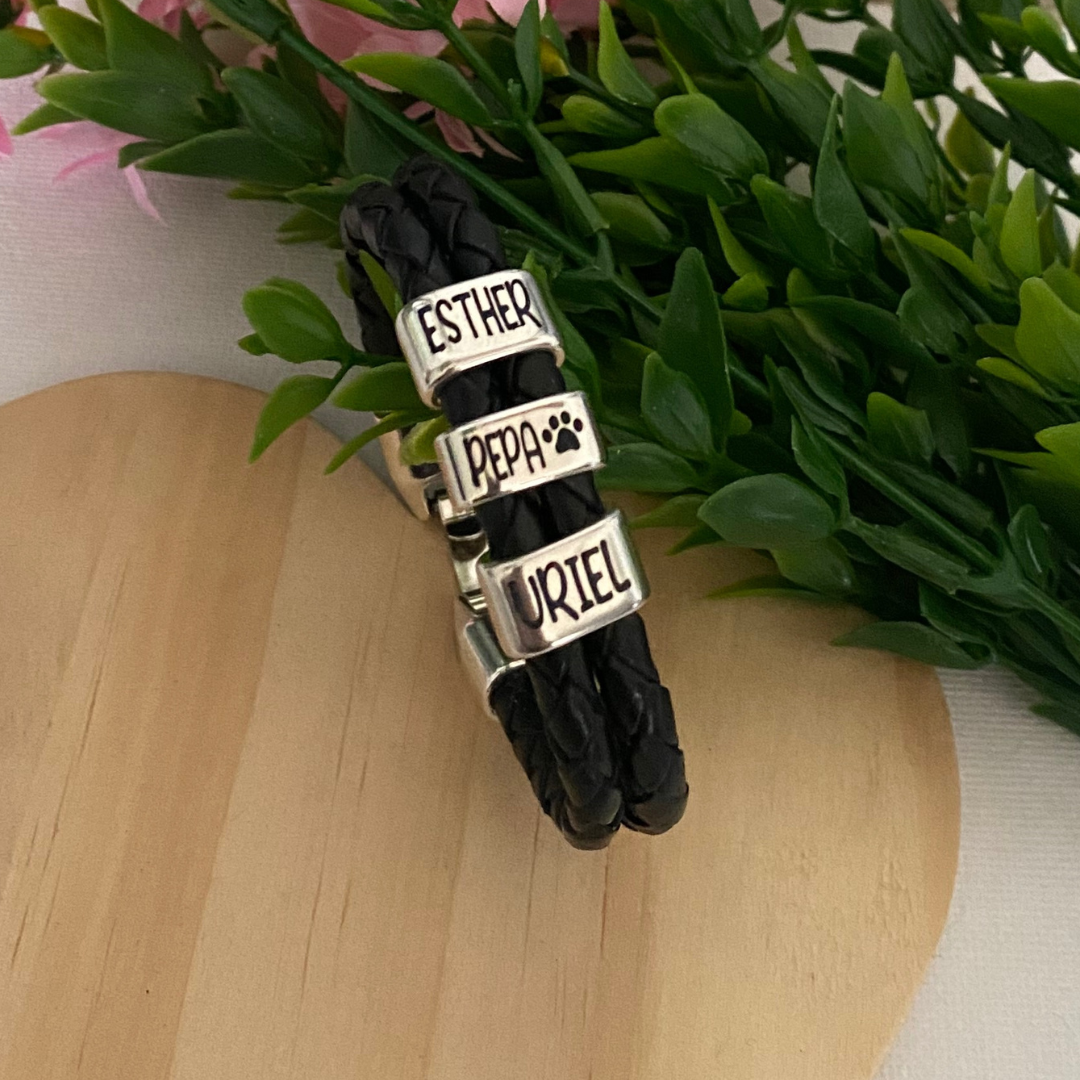 PULSERA CUERO REDONDO BAÑO PLATA