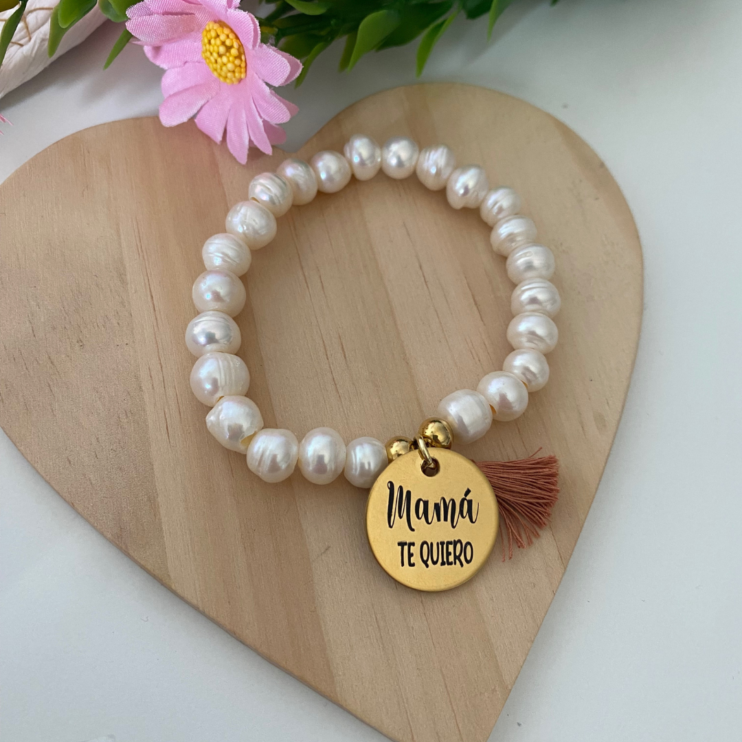 PULSERA PERLAS ACERO BAÑO ORO