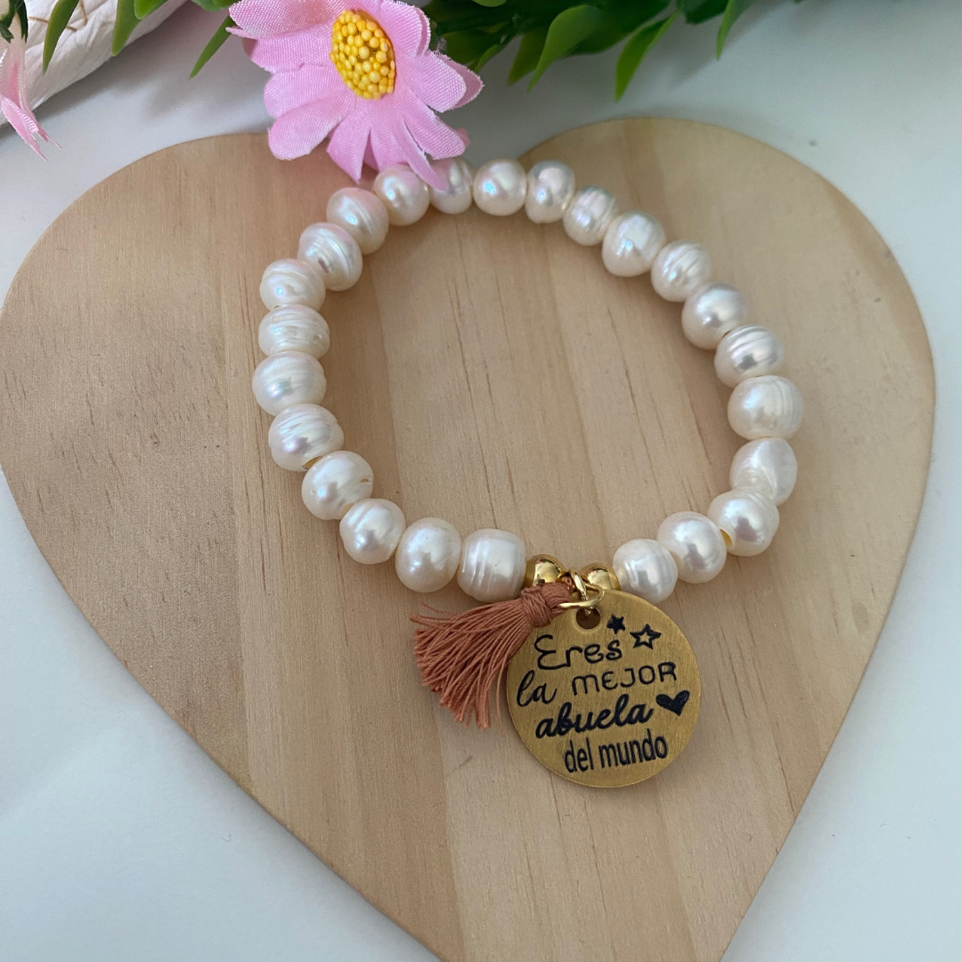 PULSERA PERLAS ACERO BAÑO ORO