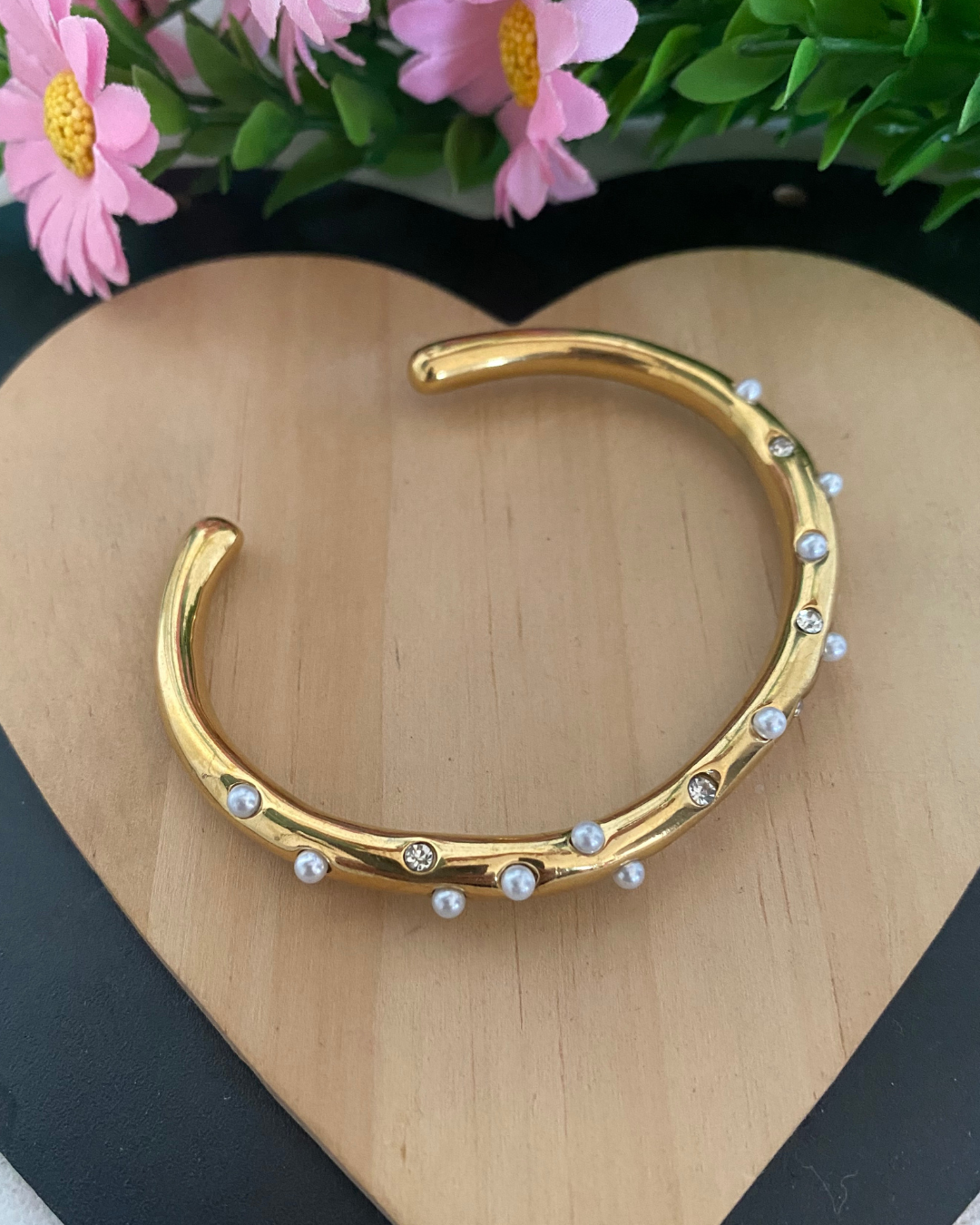 BRAZALETE ACERO INOXIDABLE CON PERLAS