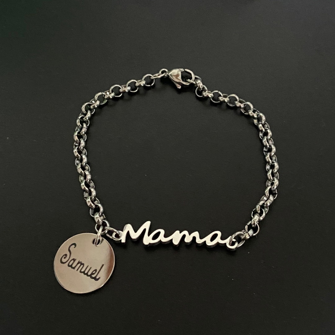 PULSERA MAMÁ NOMBRE ACERO