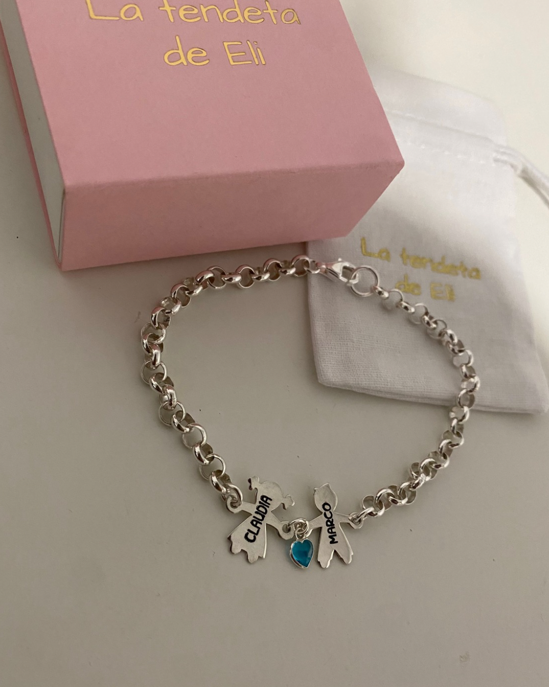 PULSERA MAMÁ NIÑOS PLATA DE LEY