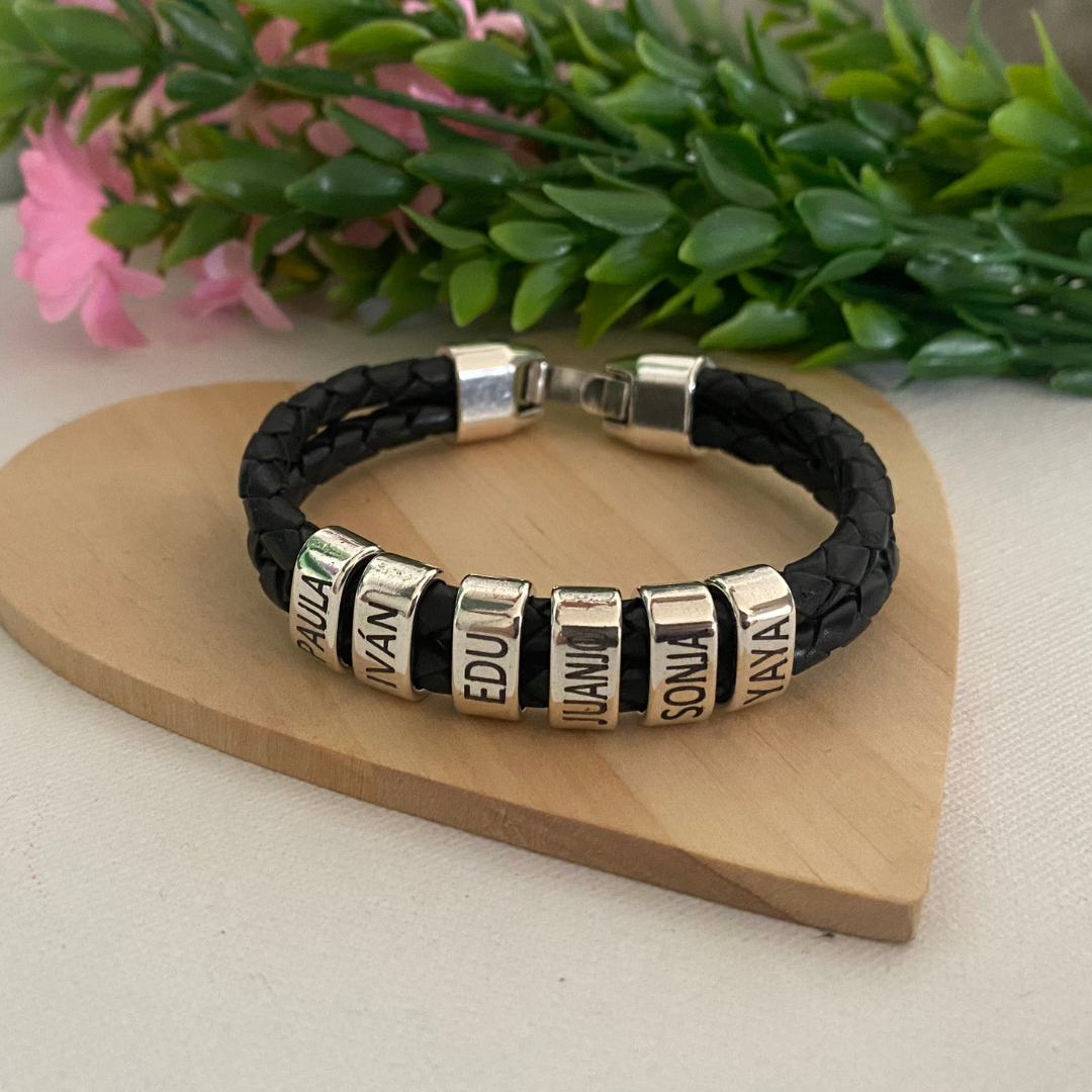 PULSERA CUERO REDONDO BAÑO PLATA