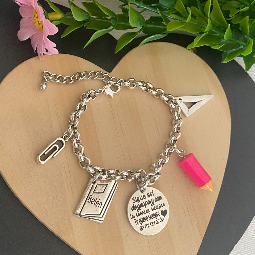 PULSERA TEACHER BAÑO PLATA