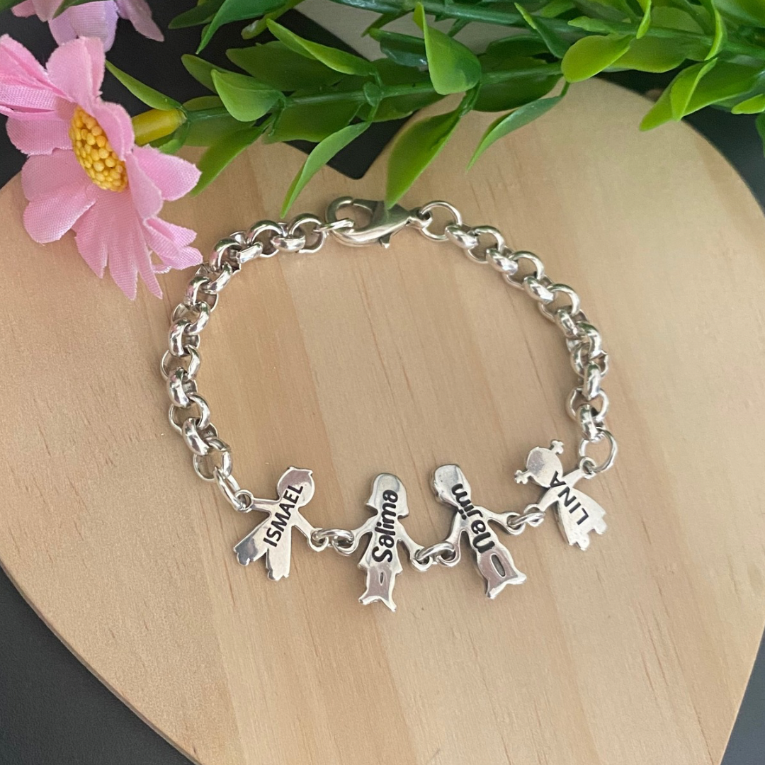 PULSERA PAPÁS BAÑO PLATA
