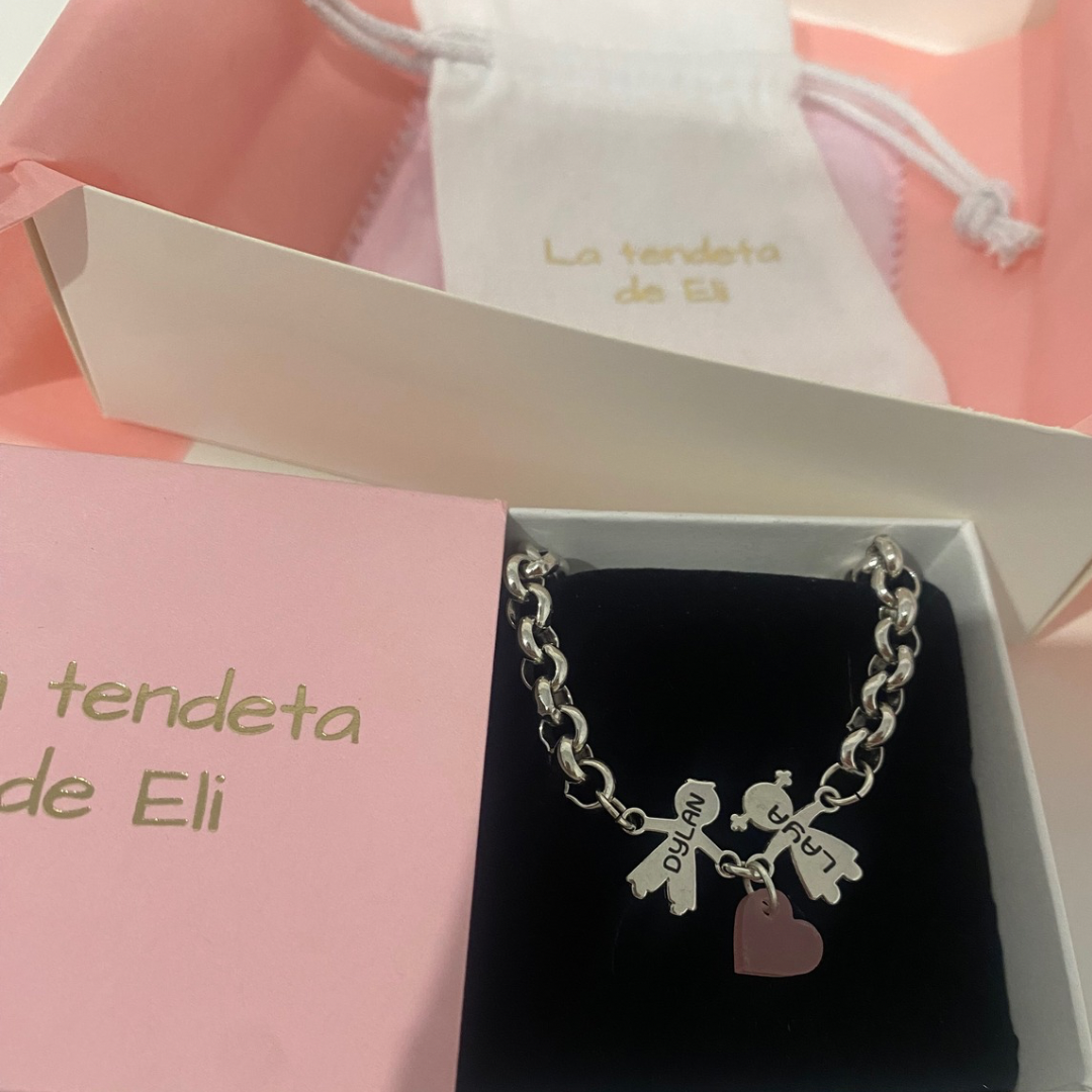 PULSERA NINA CORAZÓN BAÑO PLATA