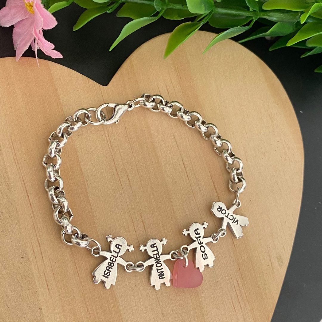 PULSERA NINA CORAZÓN BAÑO PLATA