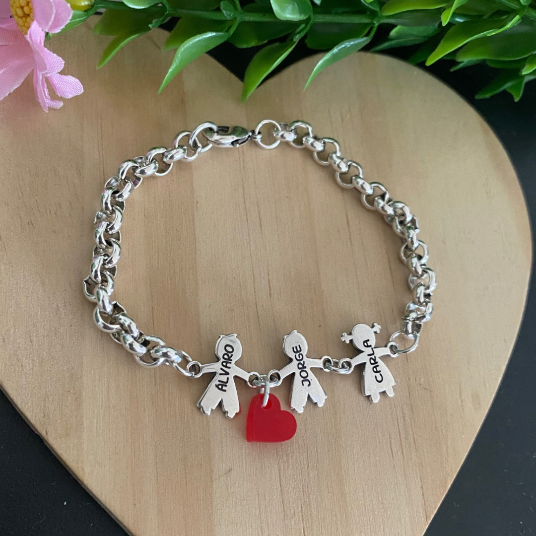 PULSERA NINA CORAZÓN BAÑO PLATA