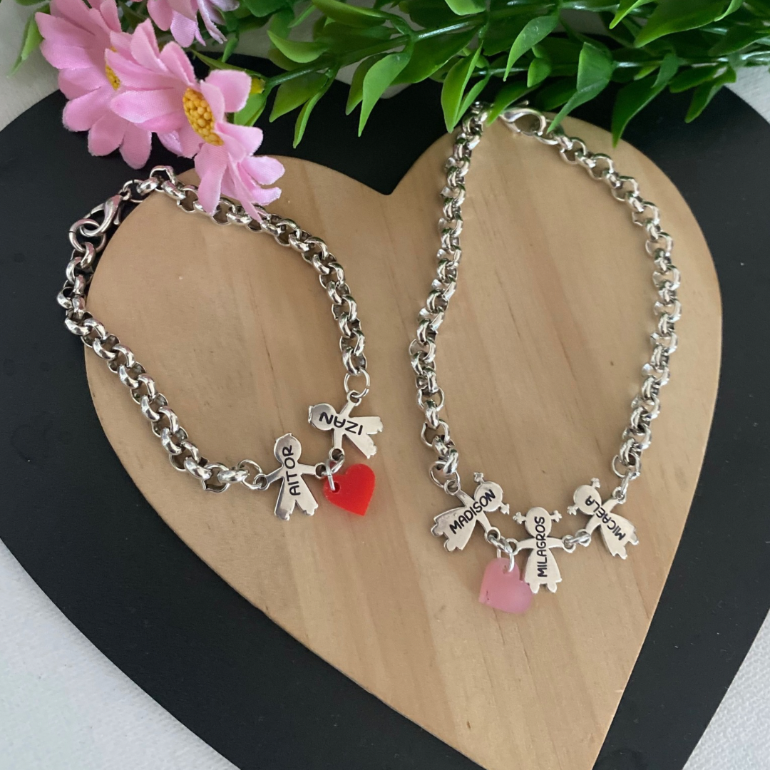 PULSERA NINA CORAZÓN BAÑO PLATA