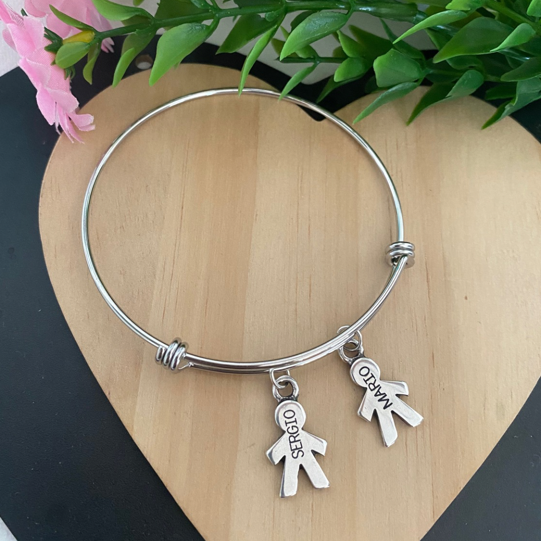 PULSERA RÍGIDA NIÑOS BAÑO PLATA