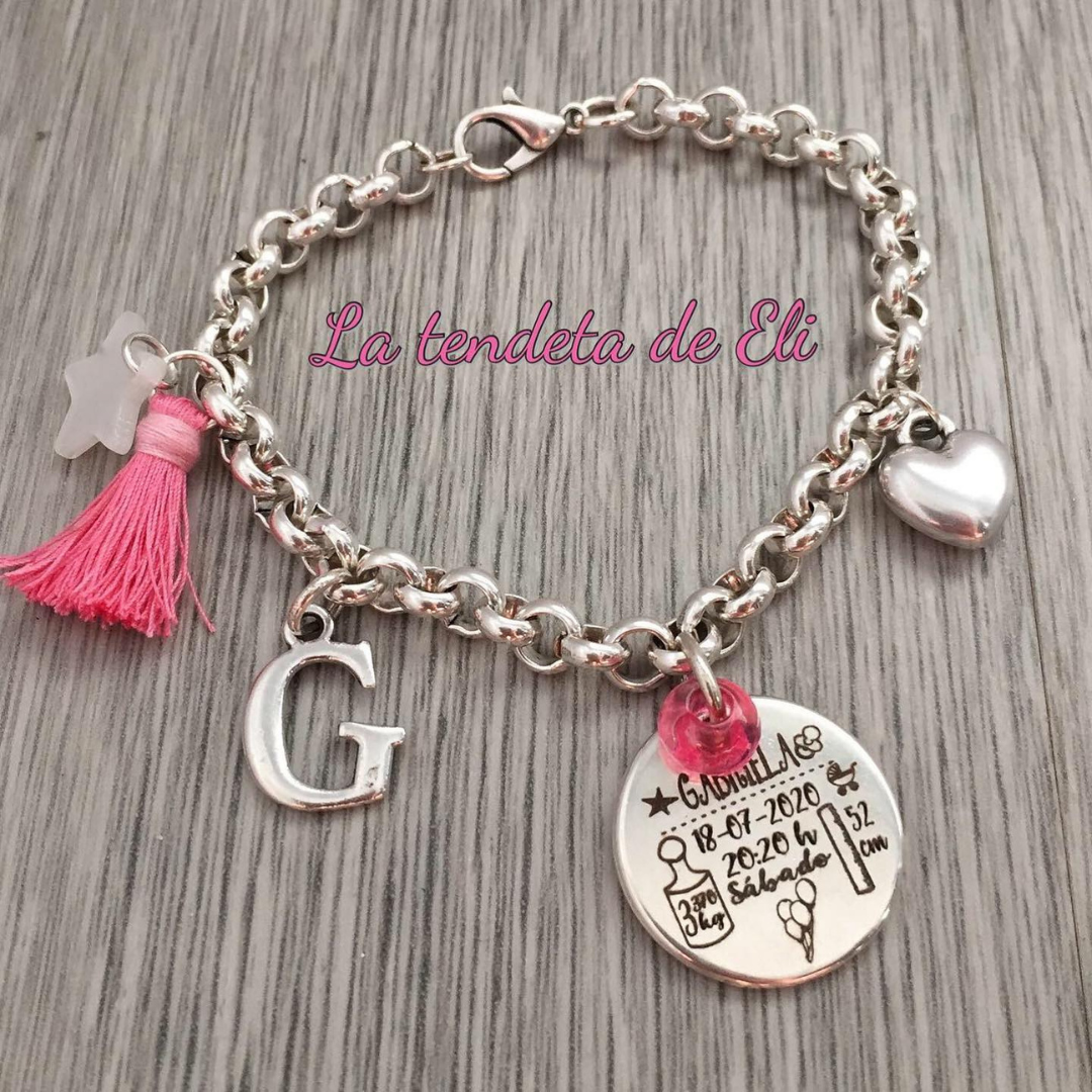 PULSERA NATALICIO BAÑO PLATA
