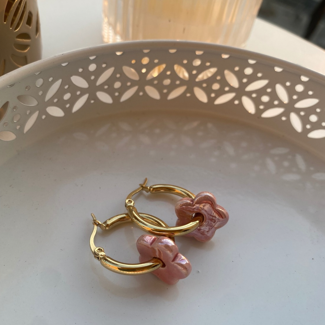 PENDIENTES ARO FLOR ACERO