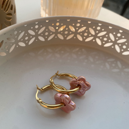 PENDIENTES ARO FLOR ACERO
