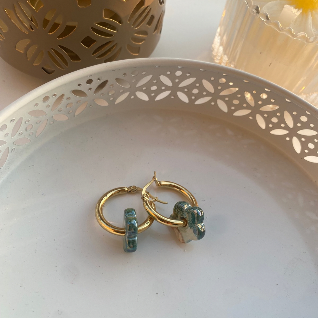 PENDIENTES ARO FLOR ACERO