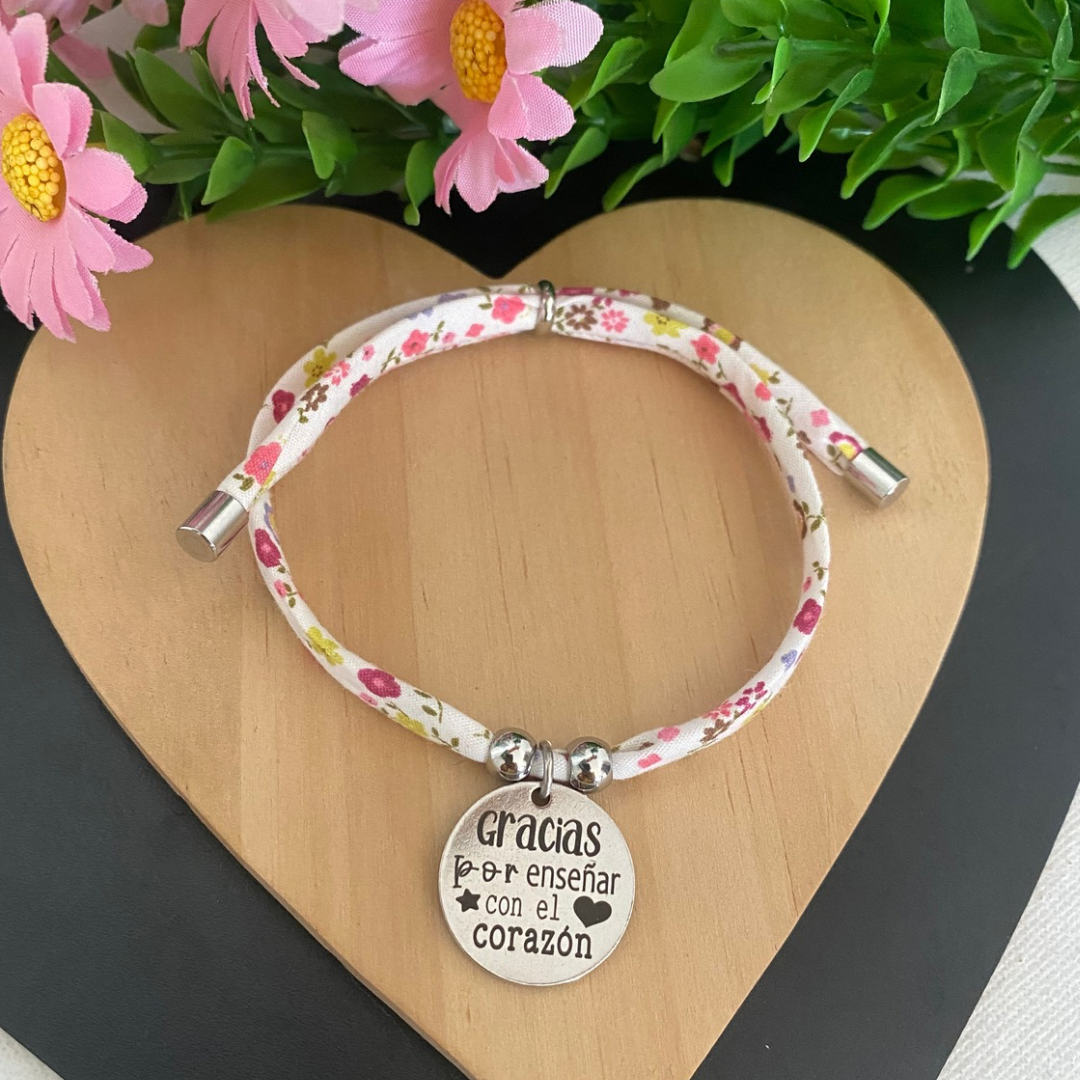 PULSERA TELA LIBERTY ACERO