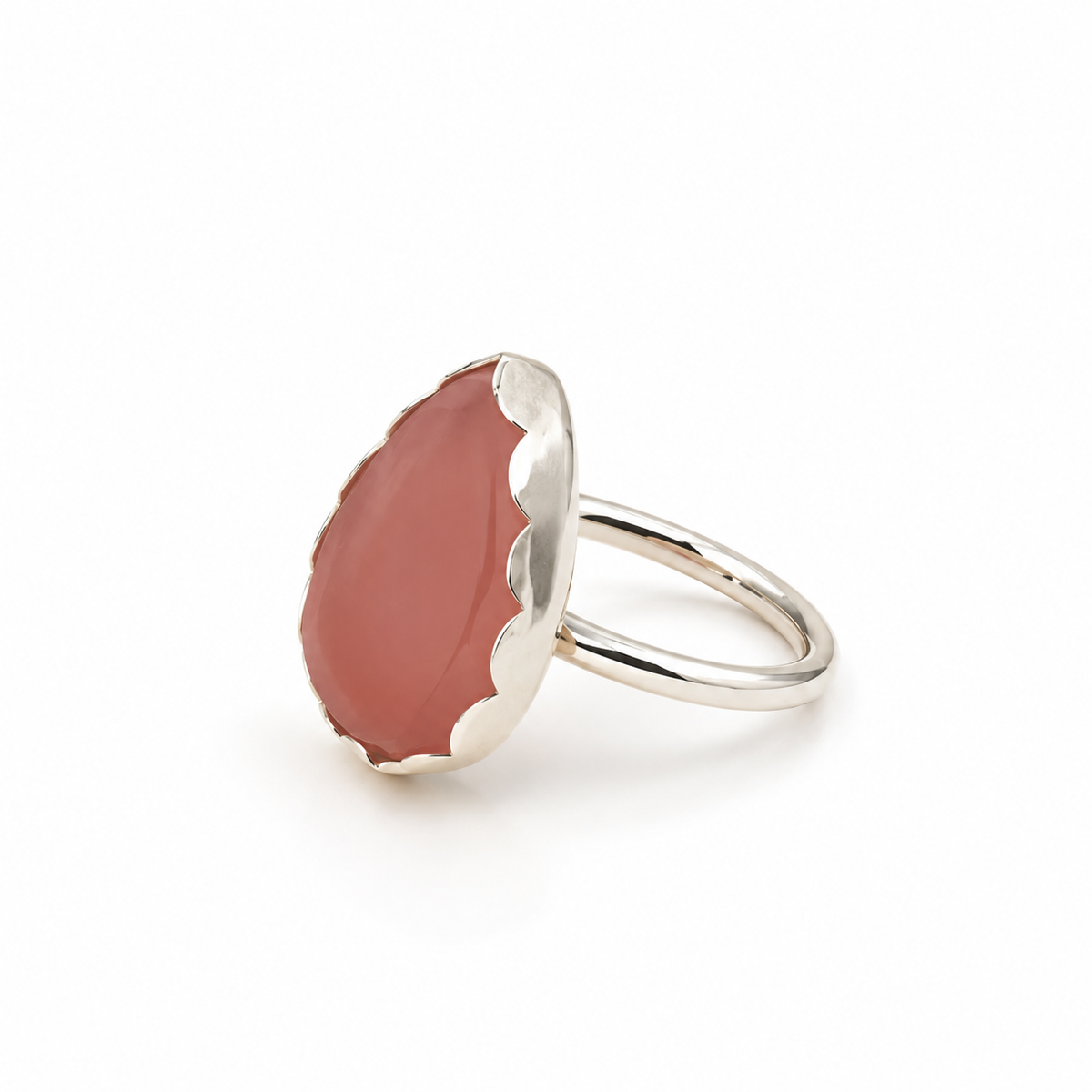 Anillo Piedra Natural Lágrima Plata de Ley
